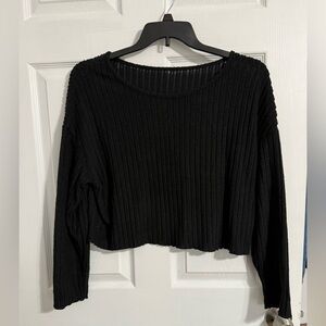 SHEIN Black Ribbed Crop Sweater